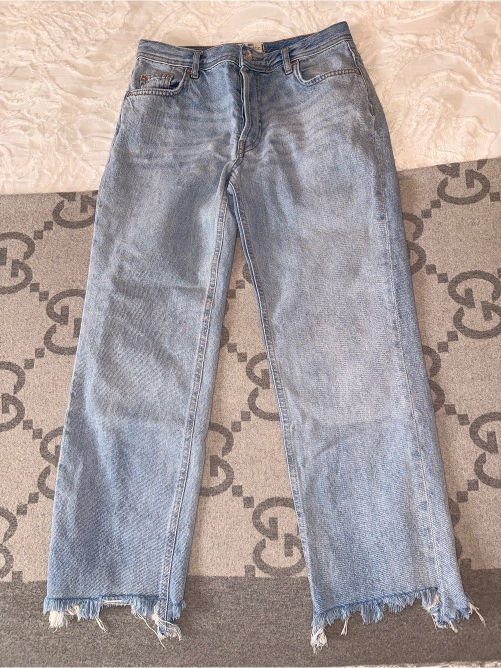 Free People We the Free Light Blue Straight-Leg Jeans - Picture 1 of 11